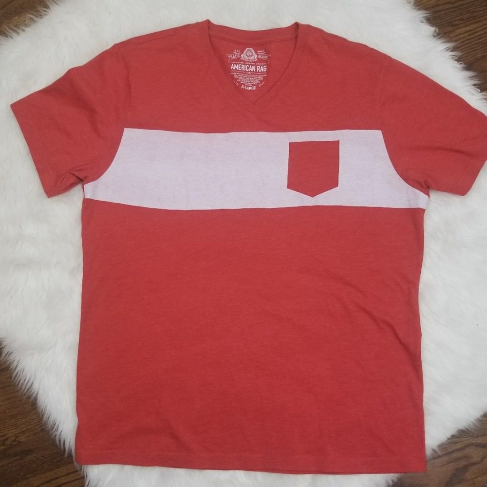 American Rag Cie Men's XL Orange V-Neck T-Shirt